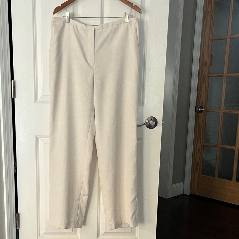 H&M Cream Wide Leg High Rise Textured Women's Pants Sz 14